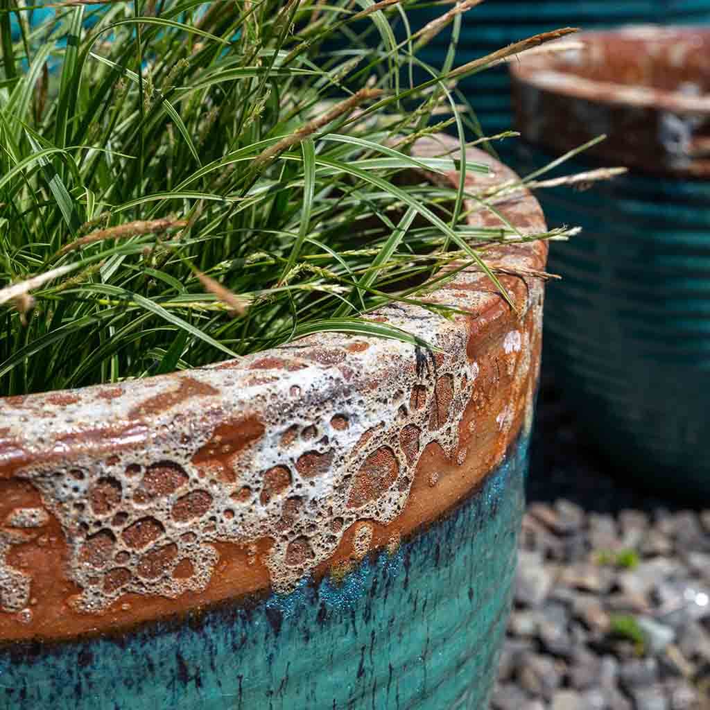 Nevis Planter Detail (terracotta In Beachcomber Aqua)