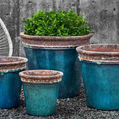 6067 14404 Baia Planter Glazed Beachcomber Aqua contemporary, terracotta, terra cotta, garden, planter