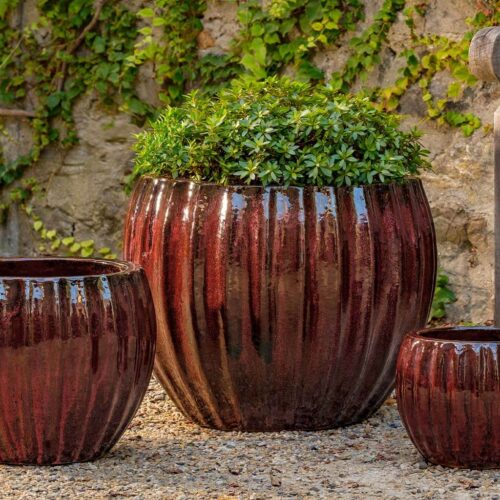 8111 20603 Cabernet Planter S3 Glazed Planter Bordeaux contemporary, terracotta, terra cotta, garden, planter