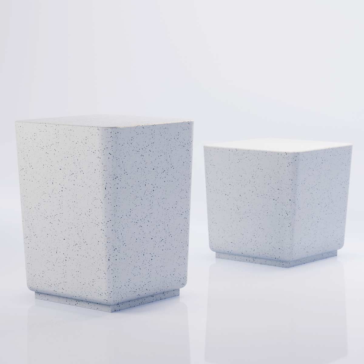 Block Stool Tables (fiberglass Resin And Aggregate In White Stone Finish)