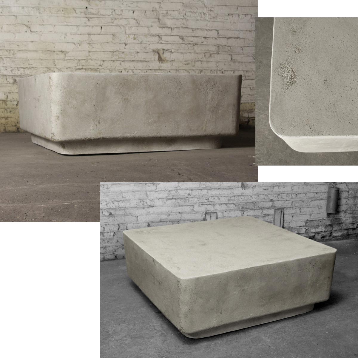 Block Cocktail Table (fiberglass Resin And Aggregate)