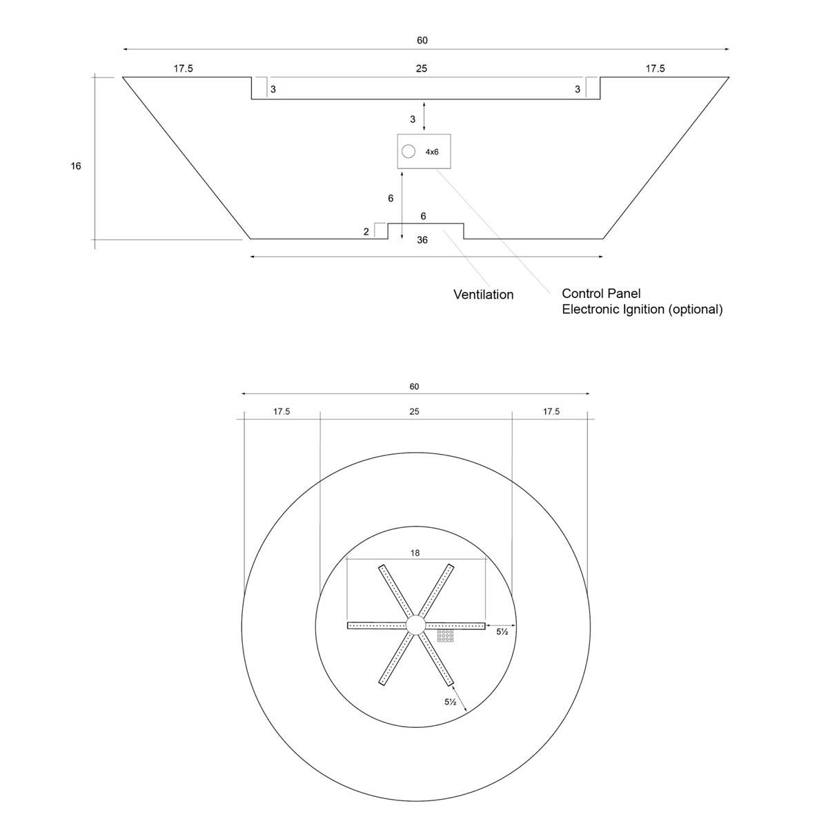 Embarcadero 60 Fire Bowl Specifications