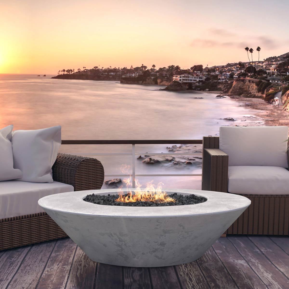 Embarcadero 60 Fire Bowl (gfrc In Ultra White)