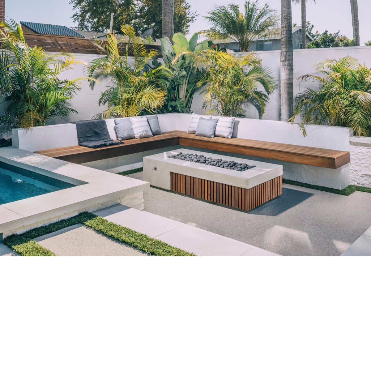 Fairmont Fire Table (brazilian Hardwood With Gfrc In Natural And Lava Rock Fire Media)