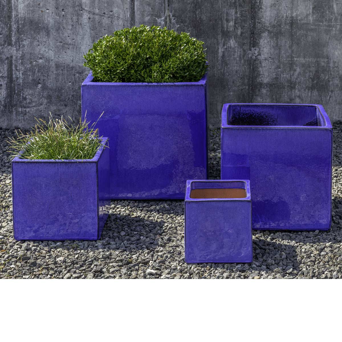 Hancock Planters (terracotta In Riviera Blue Glaze)