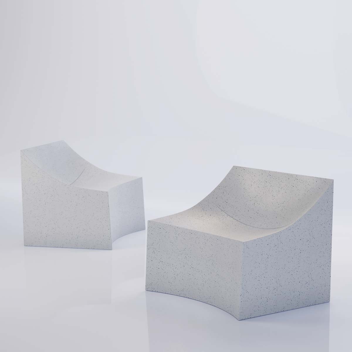 Lucio Lounge Chairs (fiberglass Resin And Aggregate In White Stone Finish)