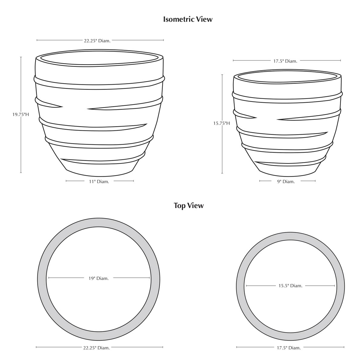 Glazed Logis Planters Specifications