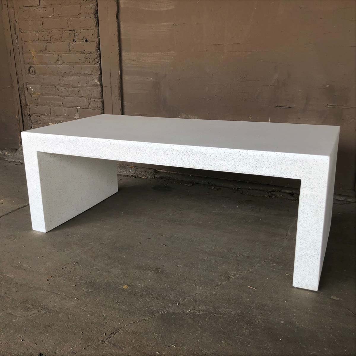 48"w Lynne Tell Coffee Table (fiberglass Resin And Aggregate In White Stone)