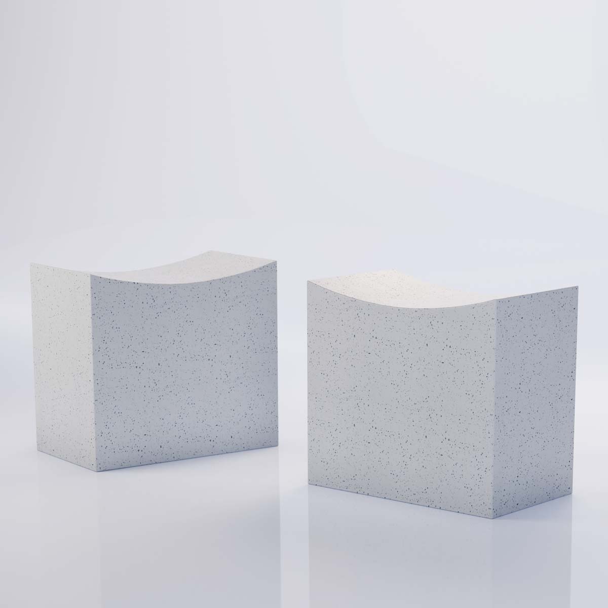 Mason Cut Stool Side Tables (fiber Resin And Aggregate In White Stone)