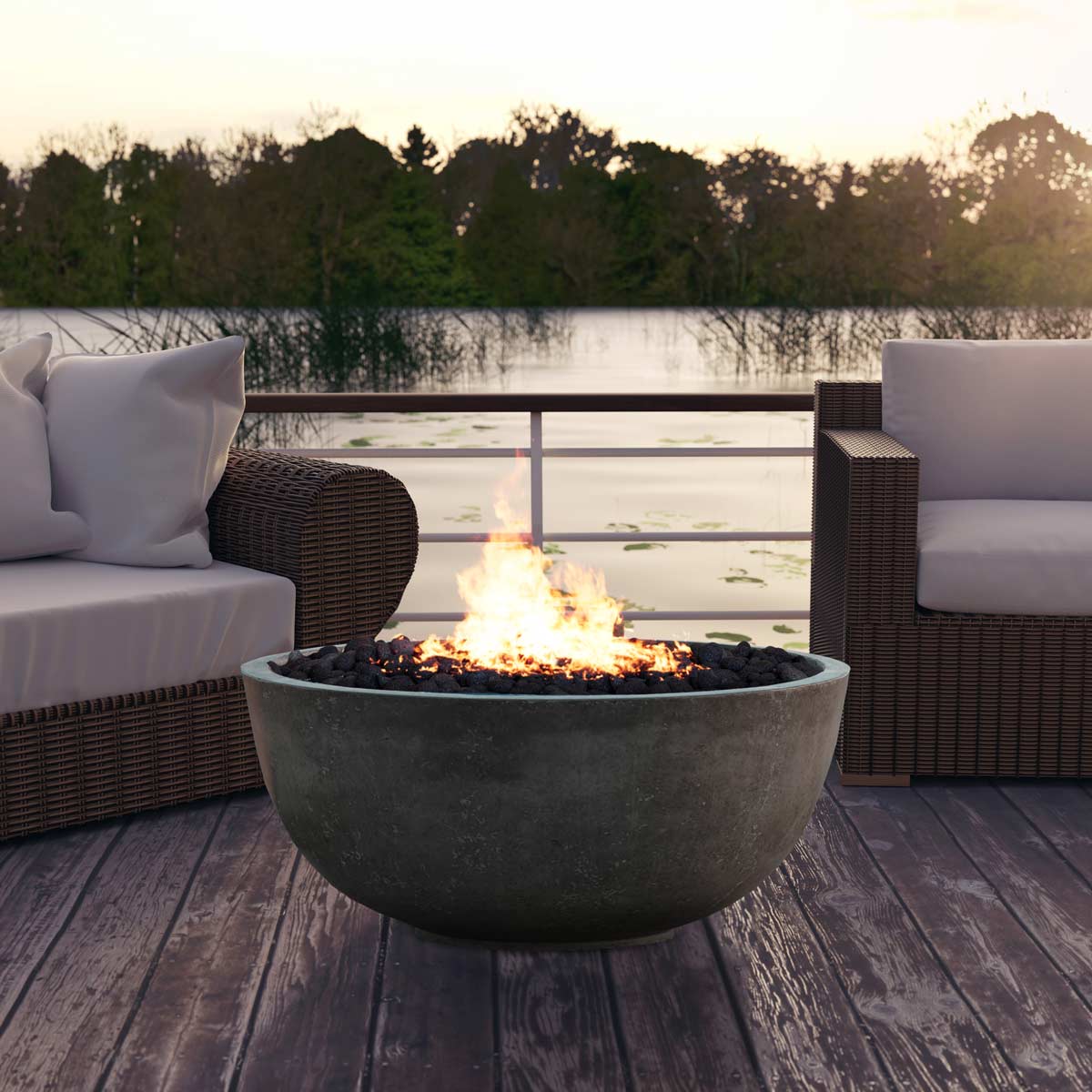 Moderno I Fire Pit (glass Fiber Reinforced Cement In Pewter)