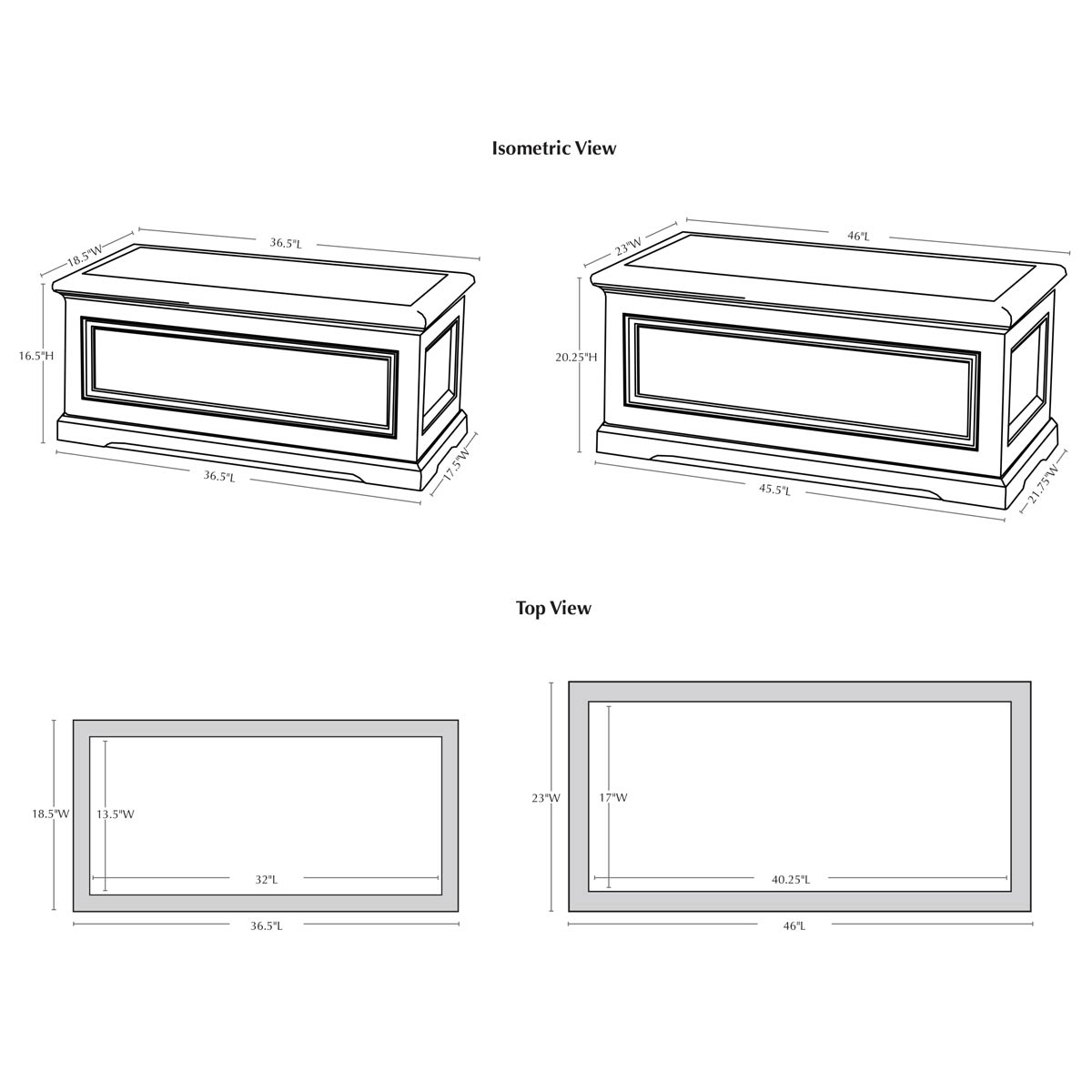 Orleans Window Box Specifications