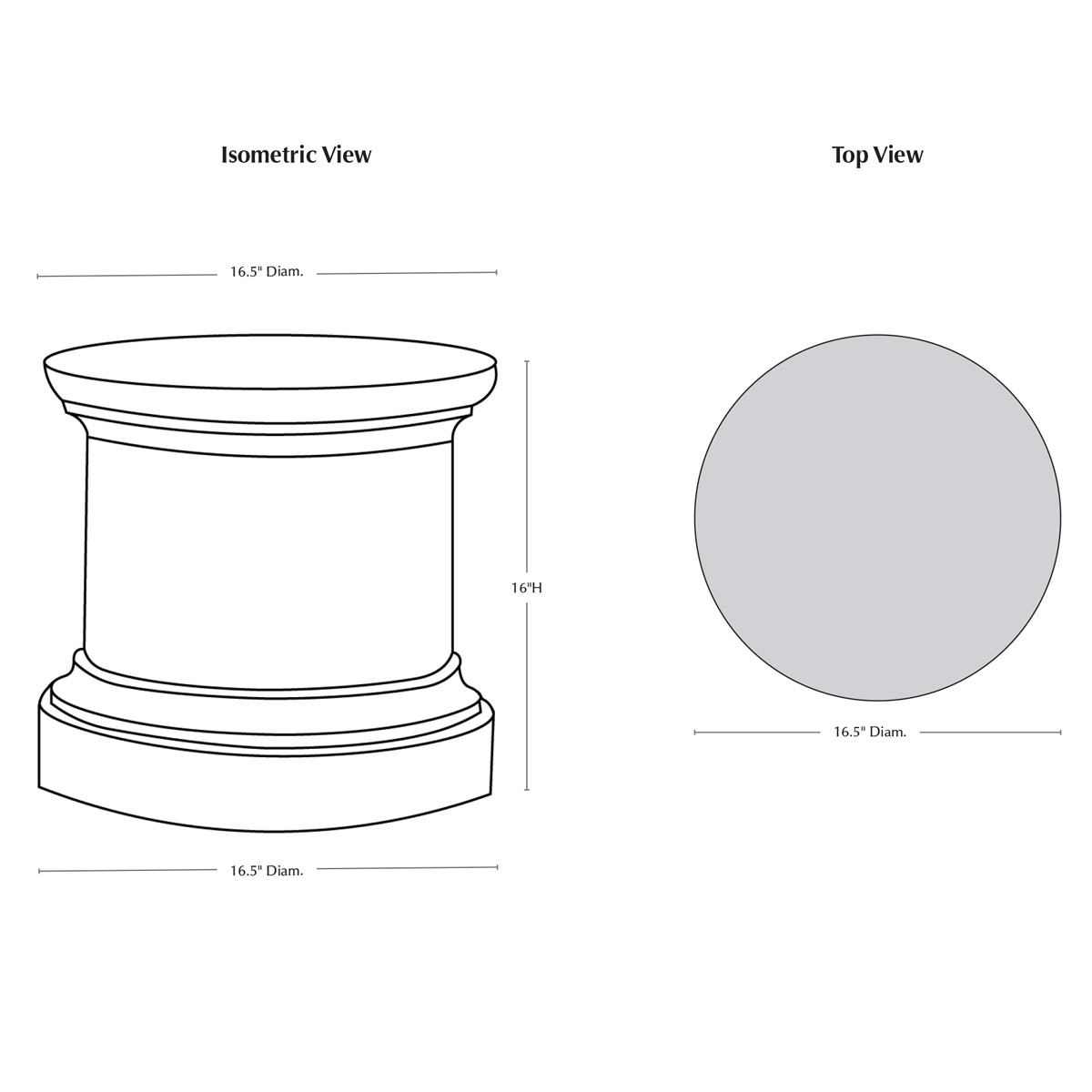 Pd 108 Plain Round Pedestal Specifications