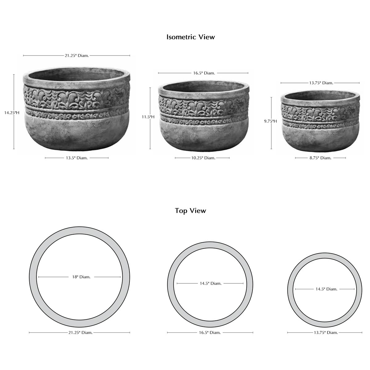 Quebrada Planters Specifications