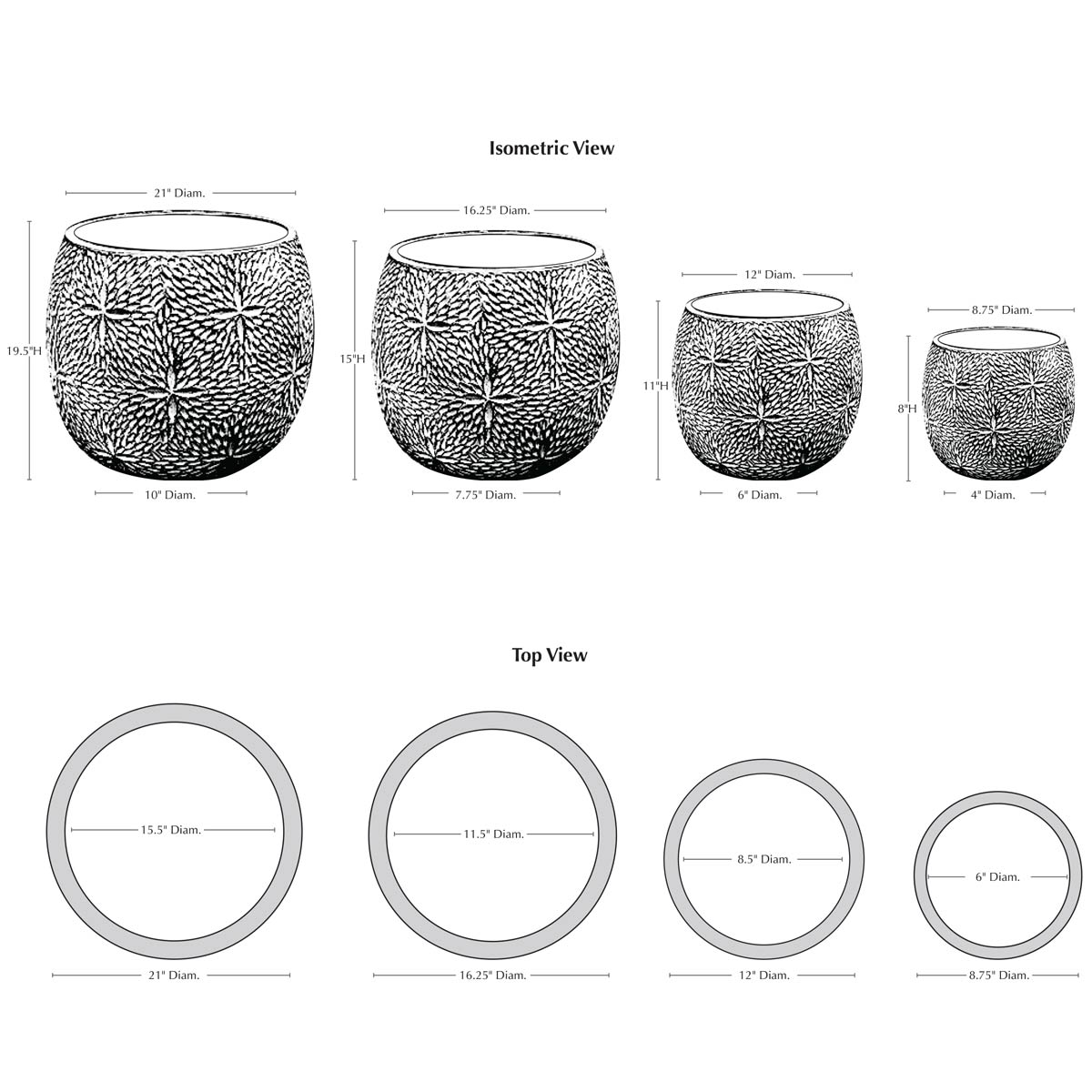 Sand Dollar Planter Specifications