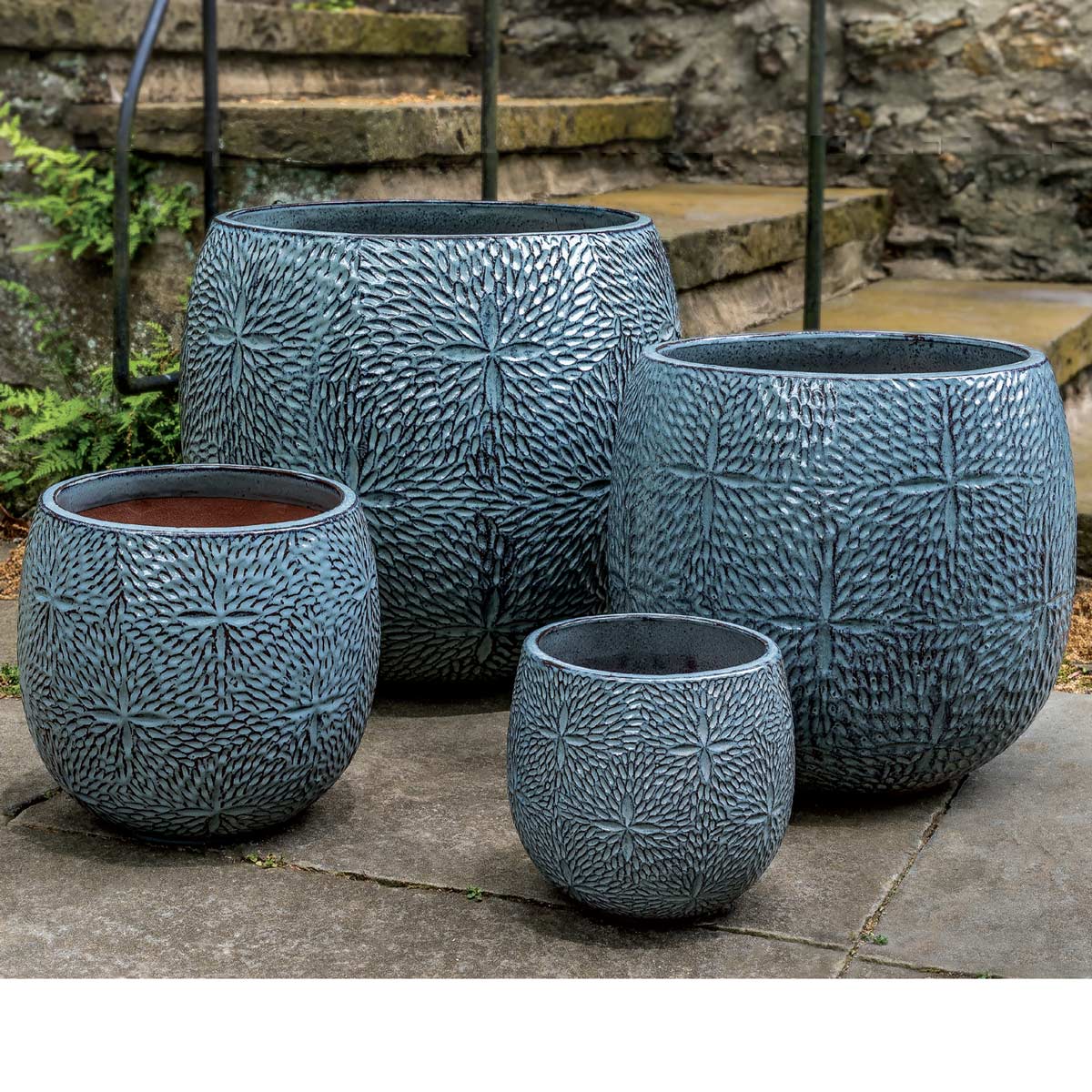Sand Dollar Planters (terracotta In French Blue Glaze)