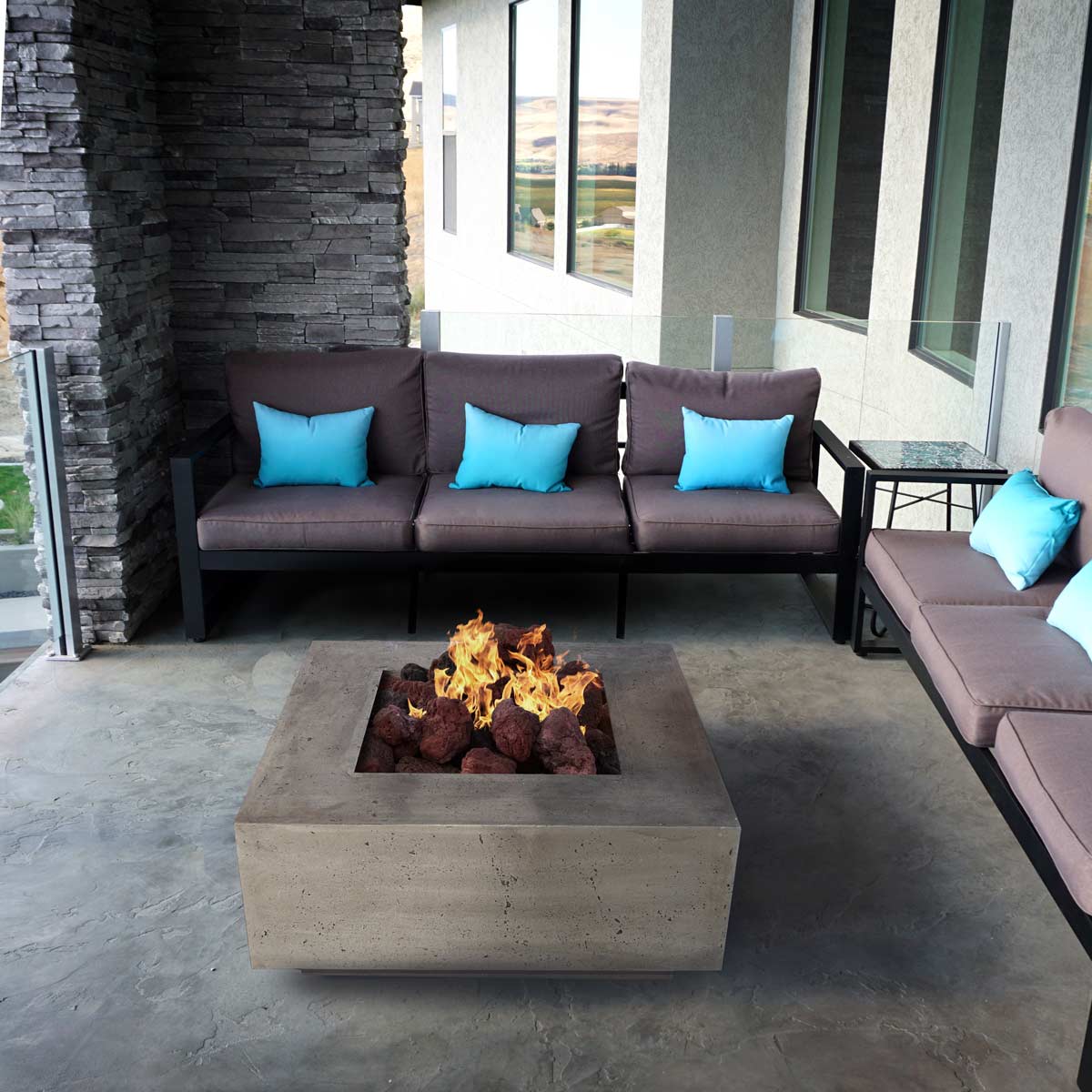 Tavola Ii Fire Table (gfrc In Pewter)