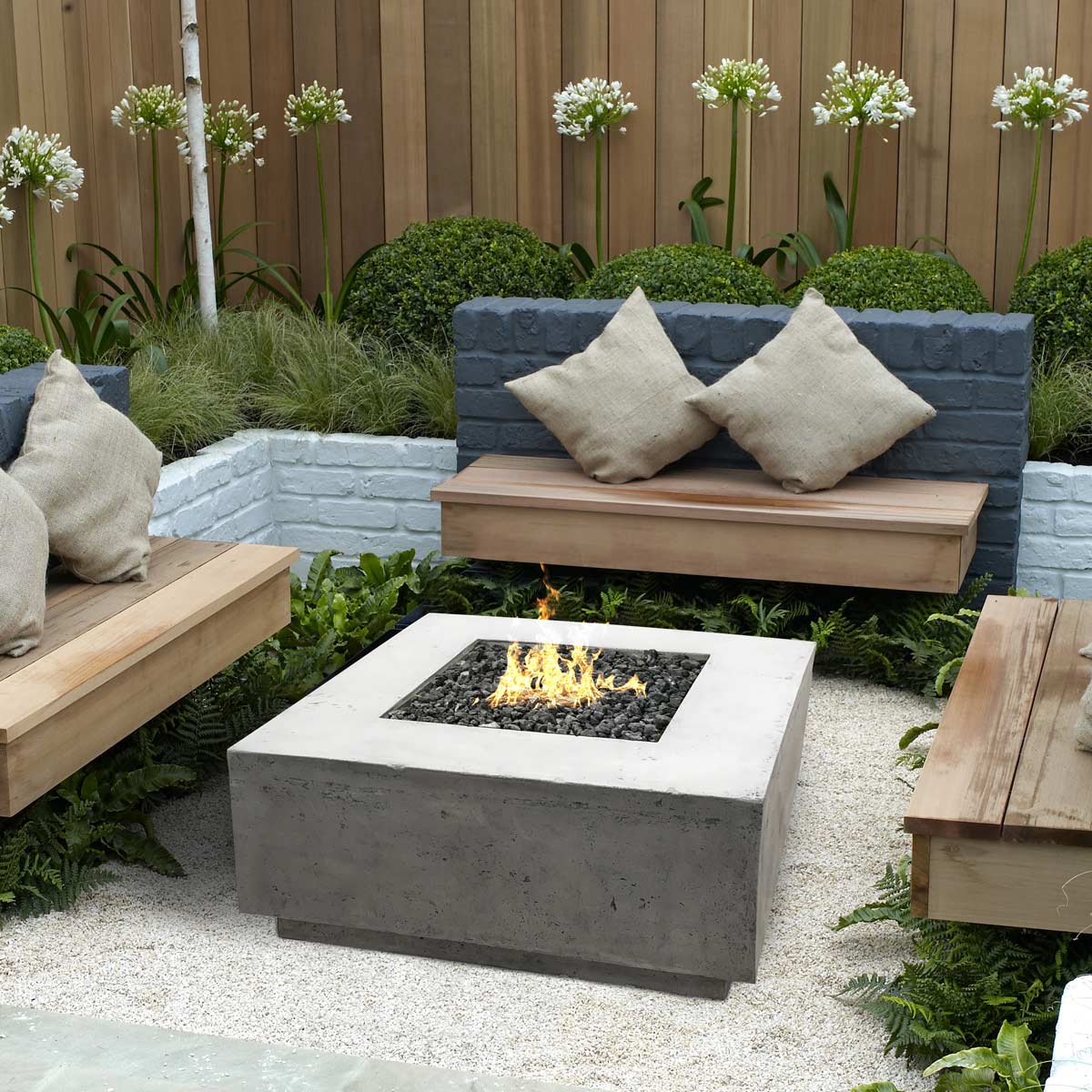 Tavola Ii Fire Table (gfrc In Pewter)
