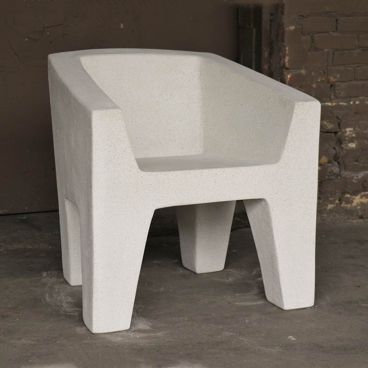 Van Eyke Armchair (fiber Resin And Aggregate In White Stone)