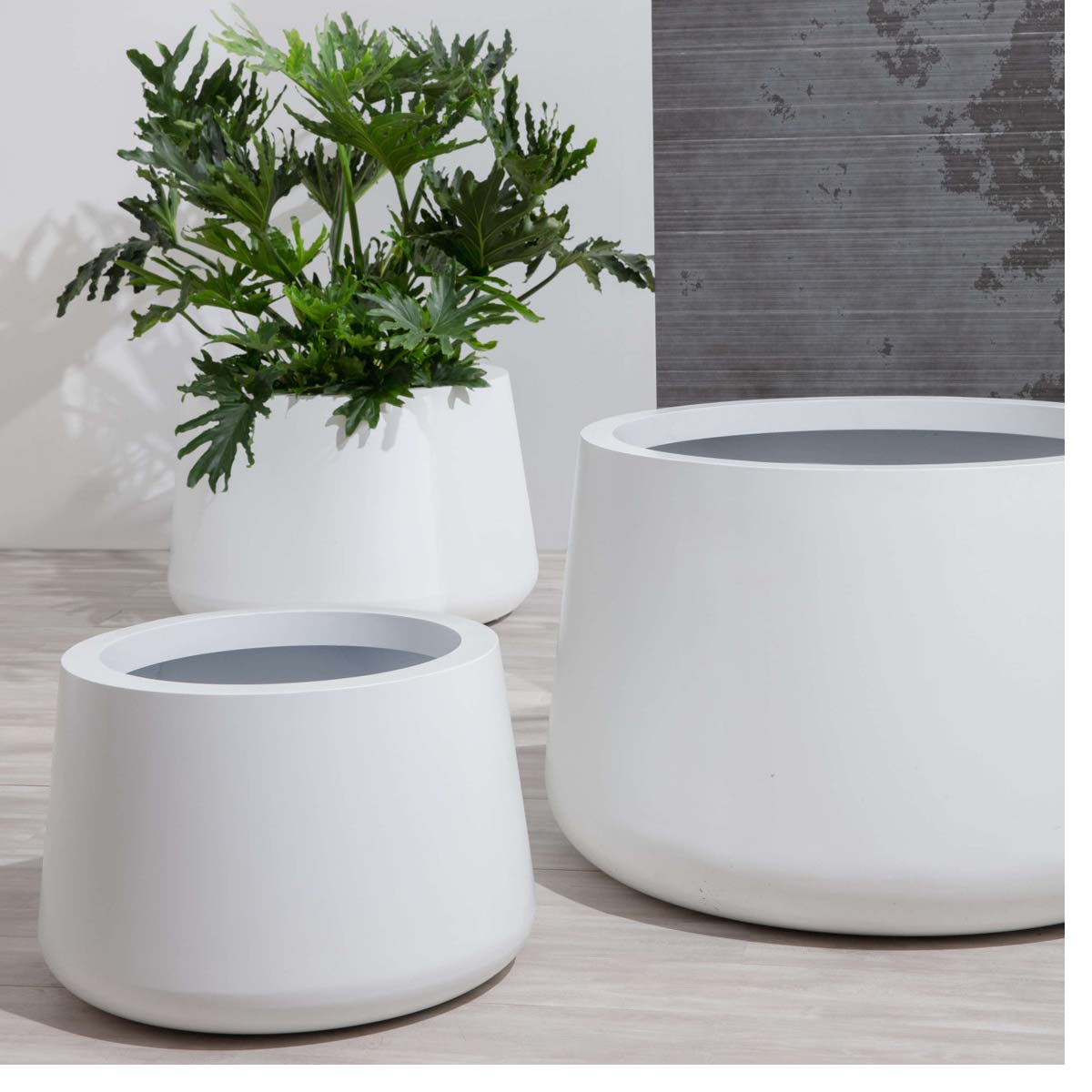 Bulb Planter Grouping Aluminum Linen White