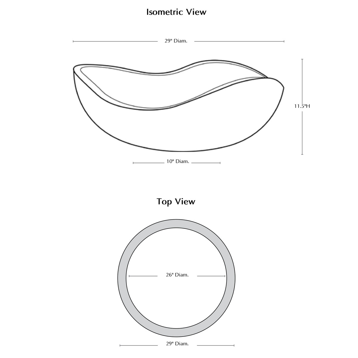 Wave Bowl Planter P 887 Specifications