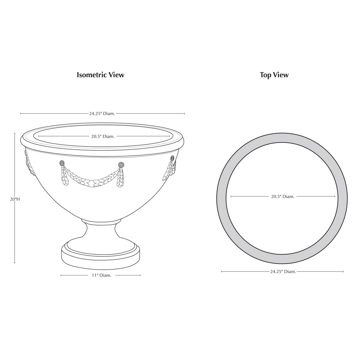 Williamsburg Neoclassic Urn Specifications