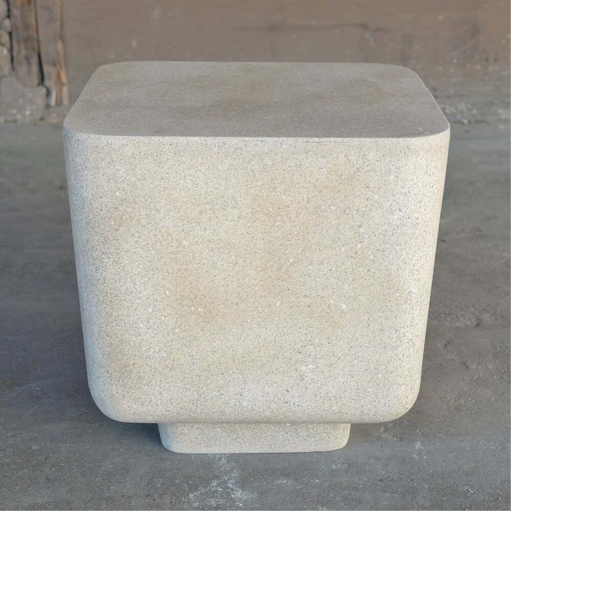 Block Stool (fiberglass Resin And Aggregate In Aged Stone Finish)