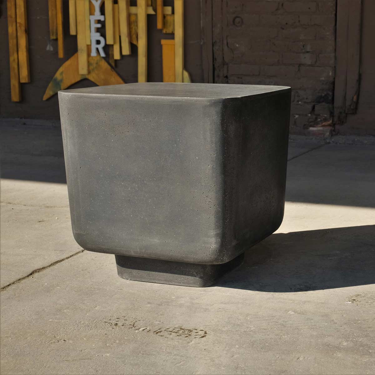 Block Stool (fiberglass Resin And Aggregate In Coal Stone Finish)