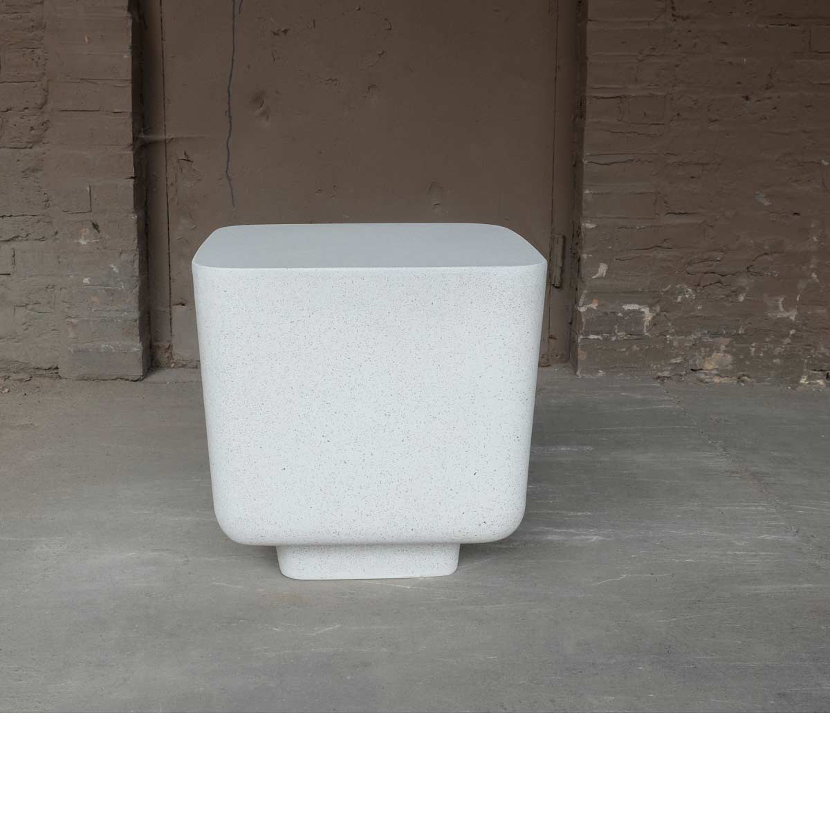 Block Stool (fiberglass Resin And Aggregate In White Stone Finish)