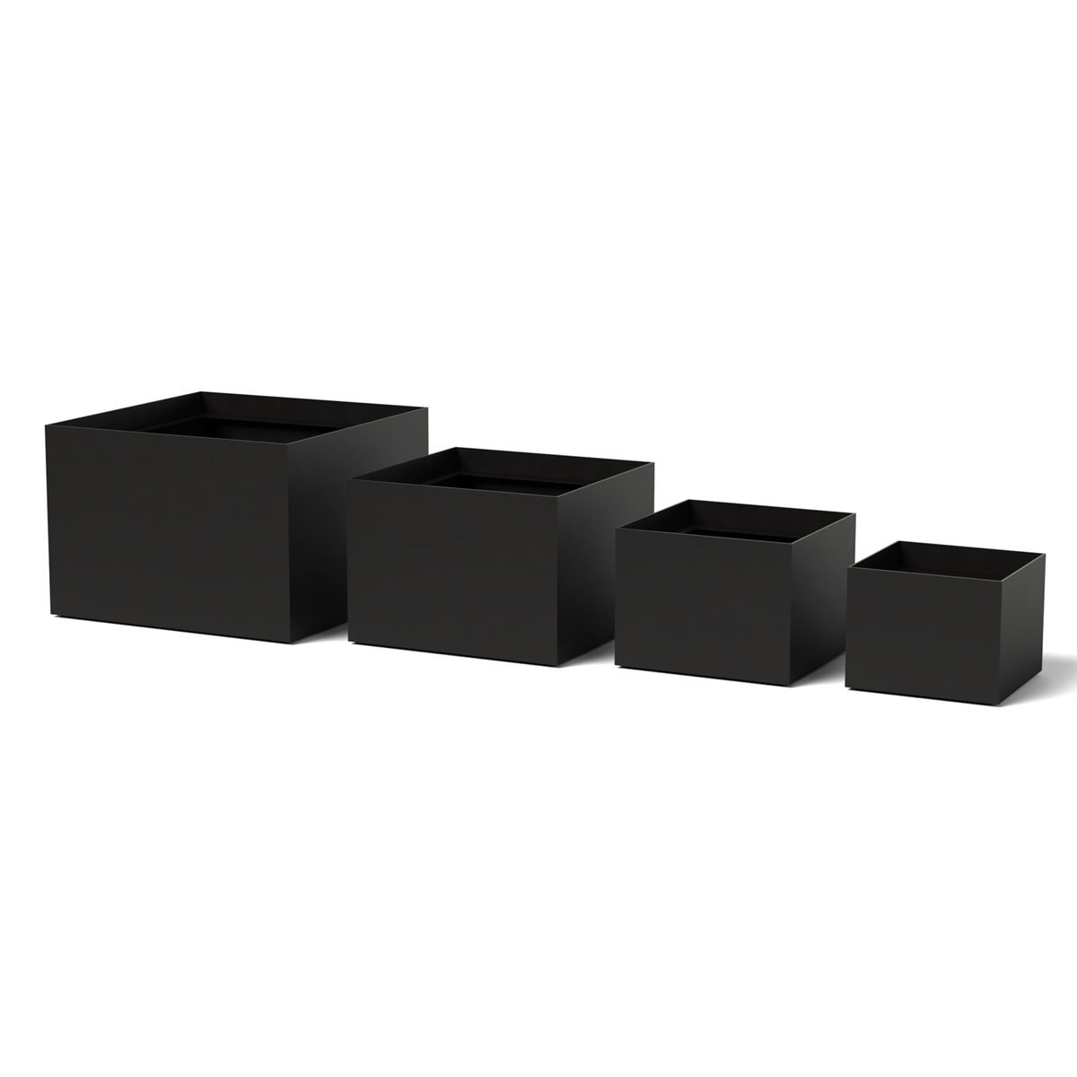 Box Planter Grouping Aluminum Black