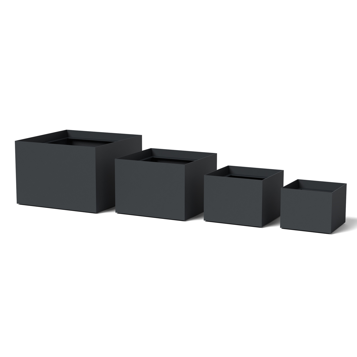 Box Planter Grouping Aluminum Charcoal Gray