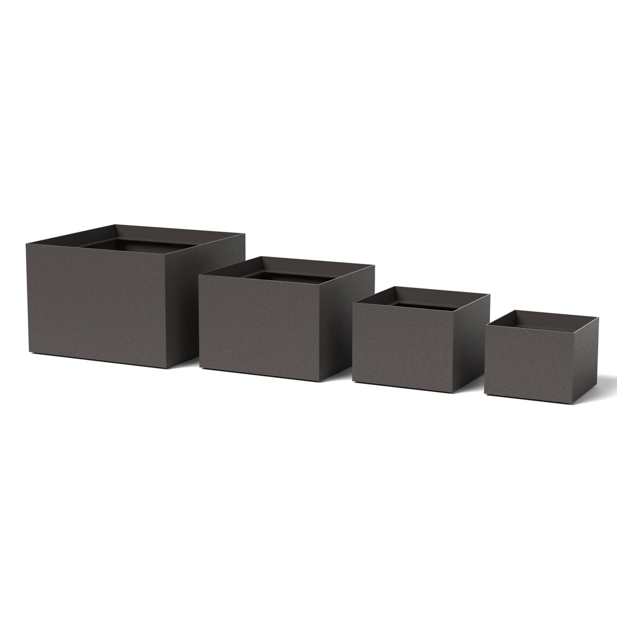 Box Planter Grouping Aluminum Hammered Silver