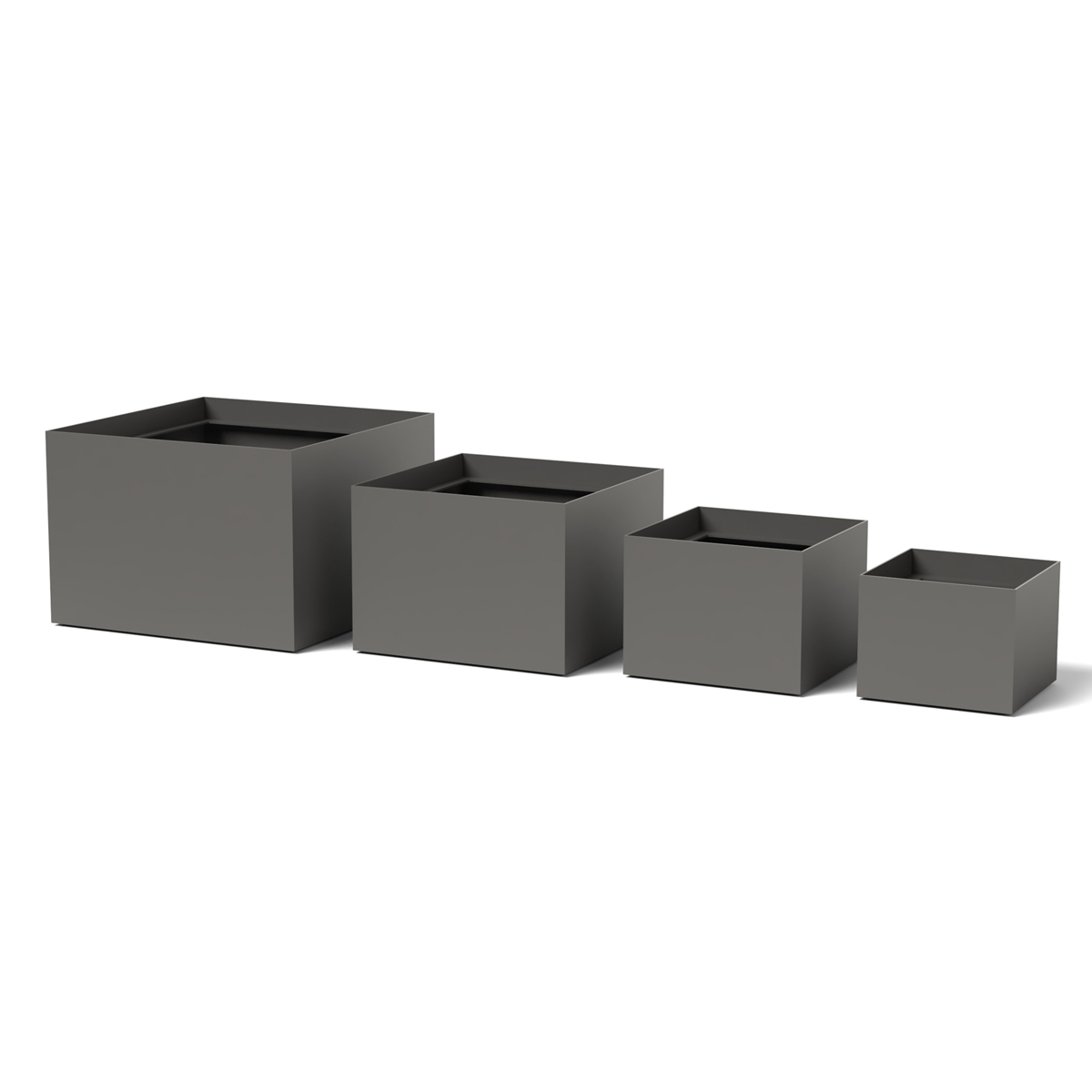 Box Planter Grouping Aluminum Metallic Silver