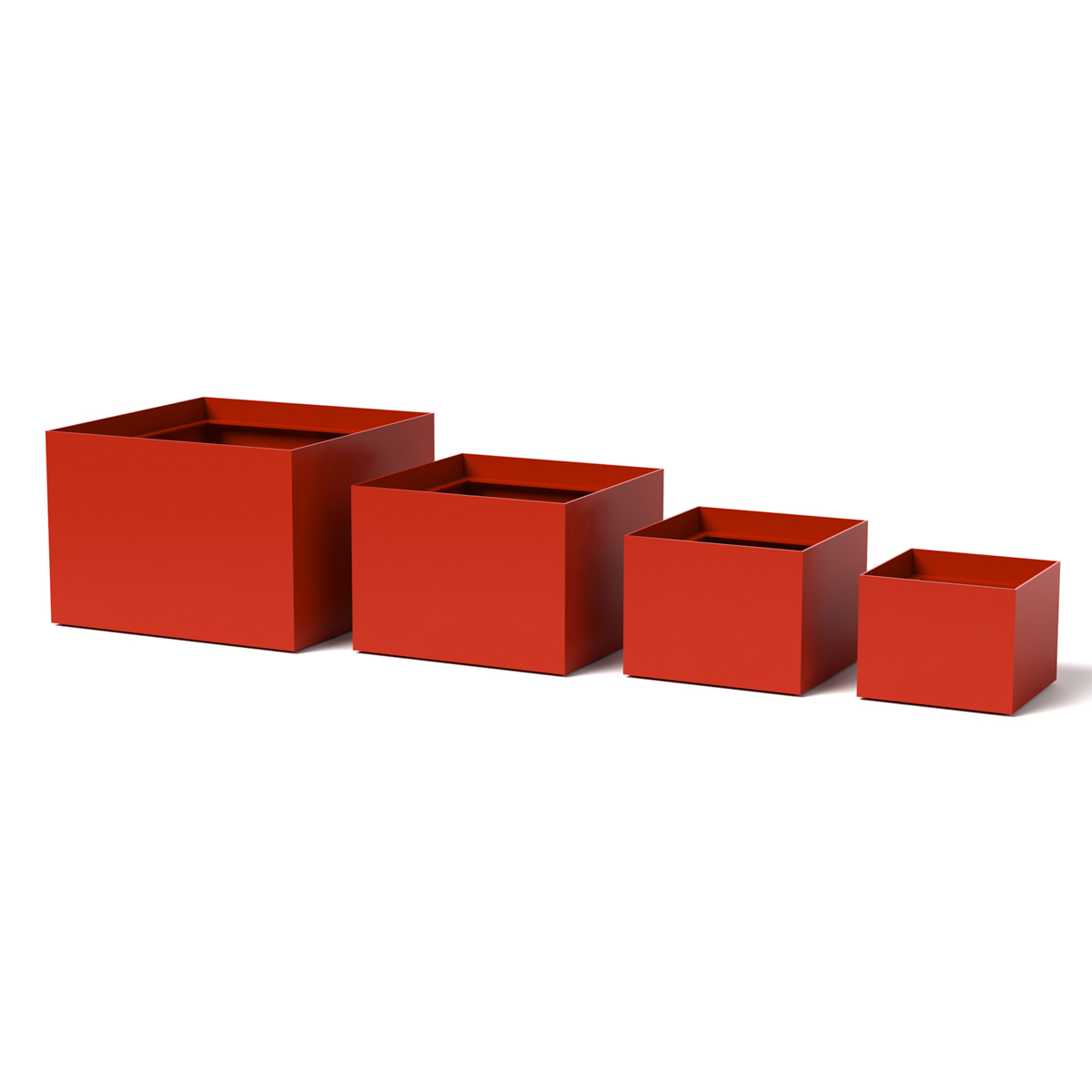 Box Planter Grouping Aluminum Red