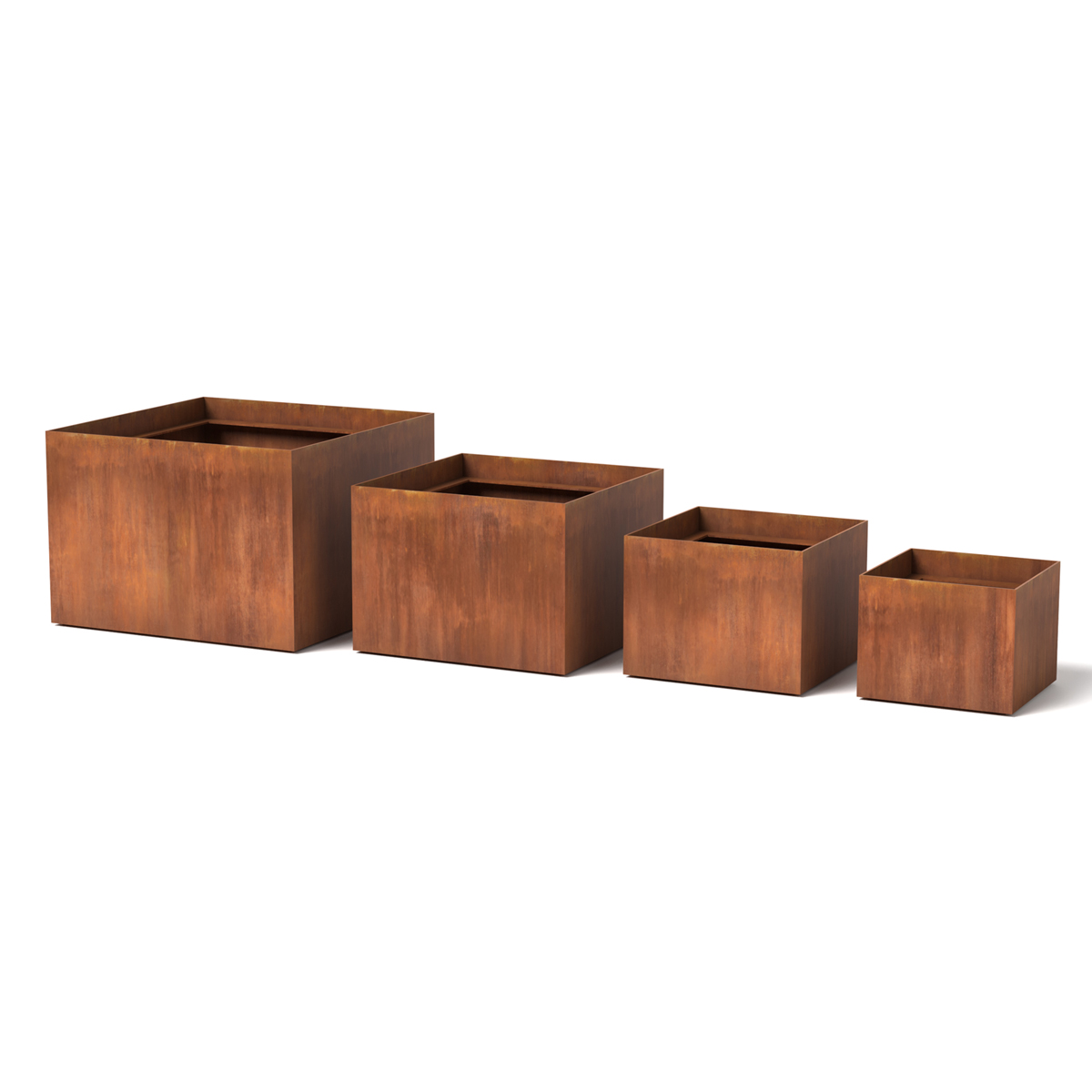 Box Planter Grouping Steel Rust