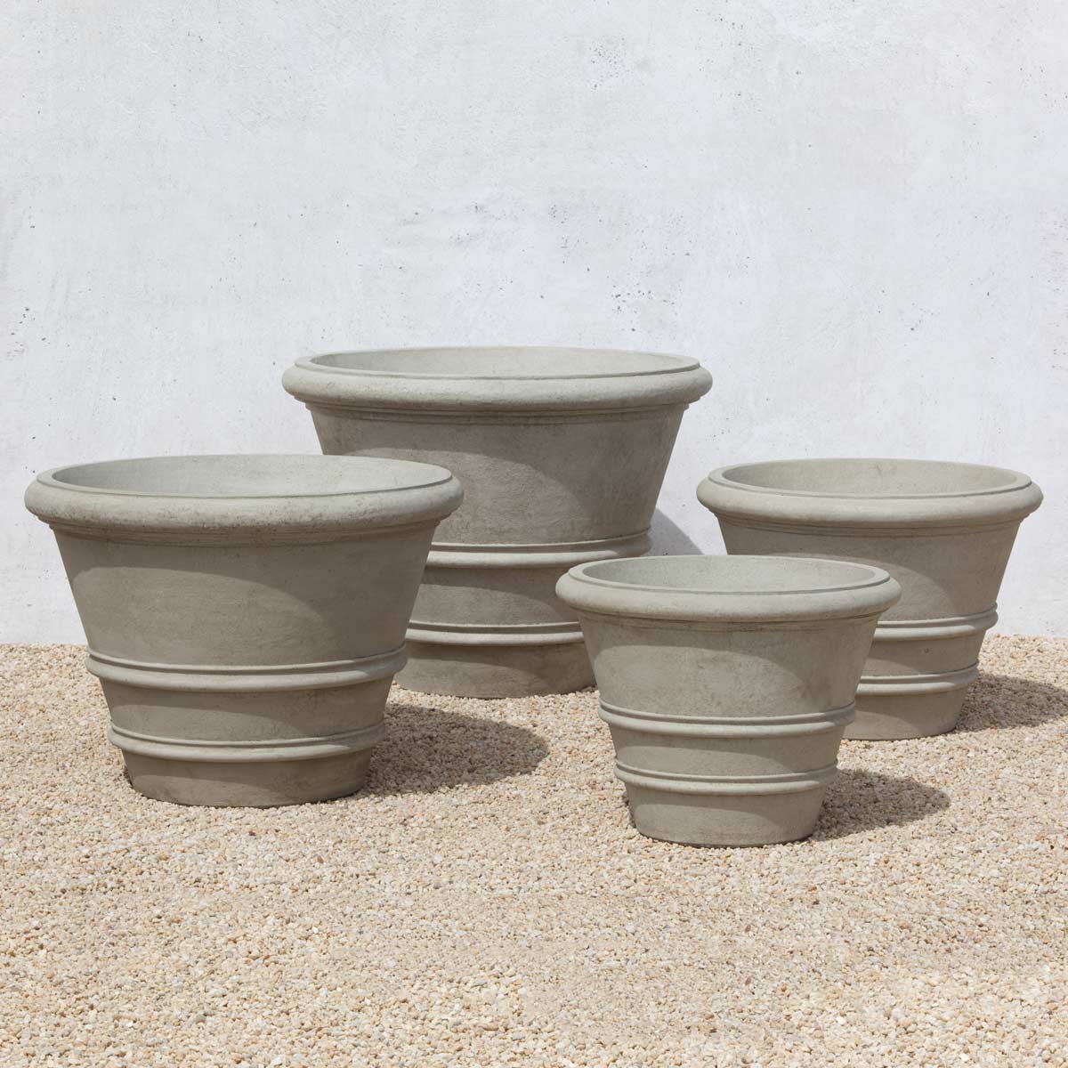 Classic Rolled Rim Planters In Verde Finish