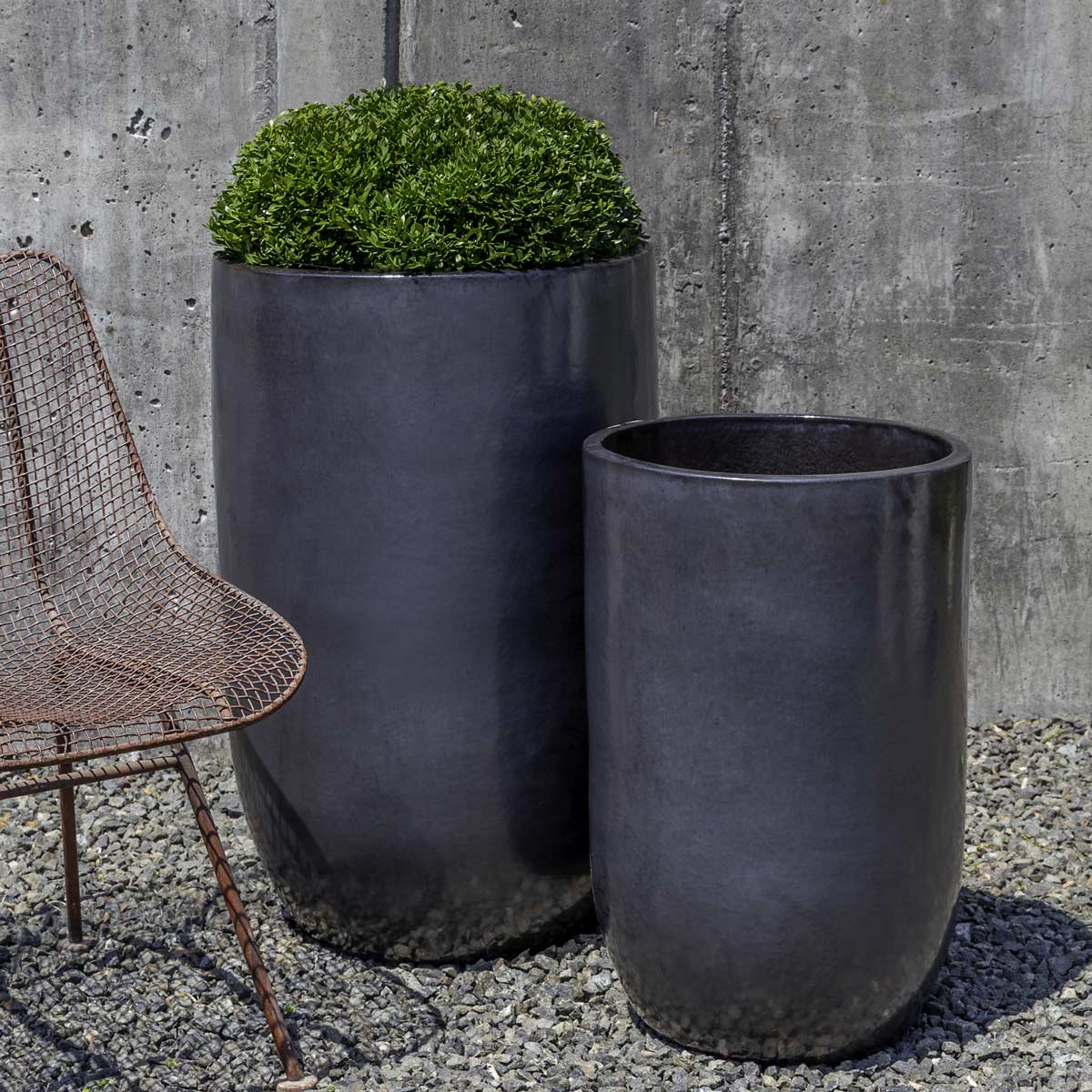 Cole Planters (terracotta In Metal Grey Glaze)