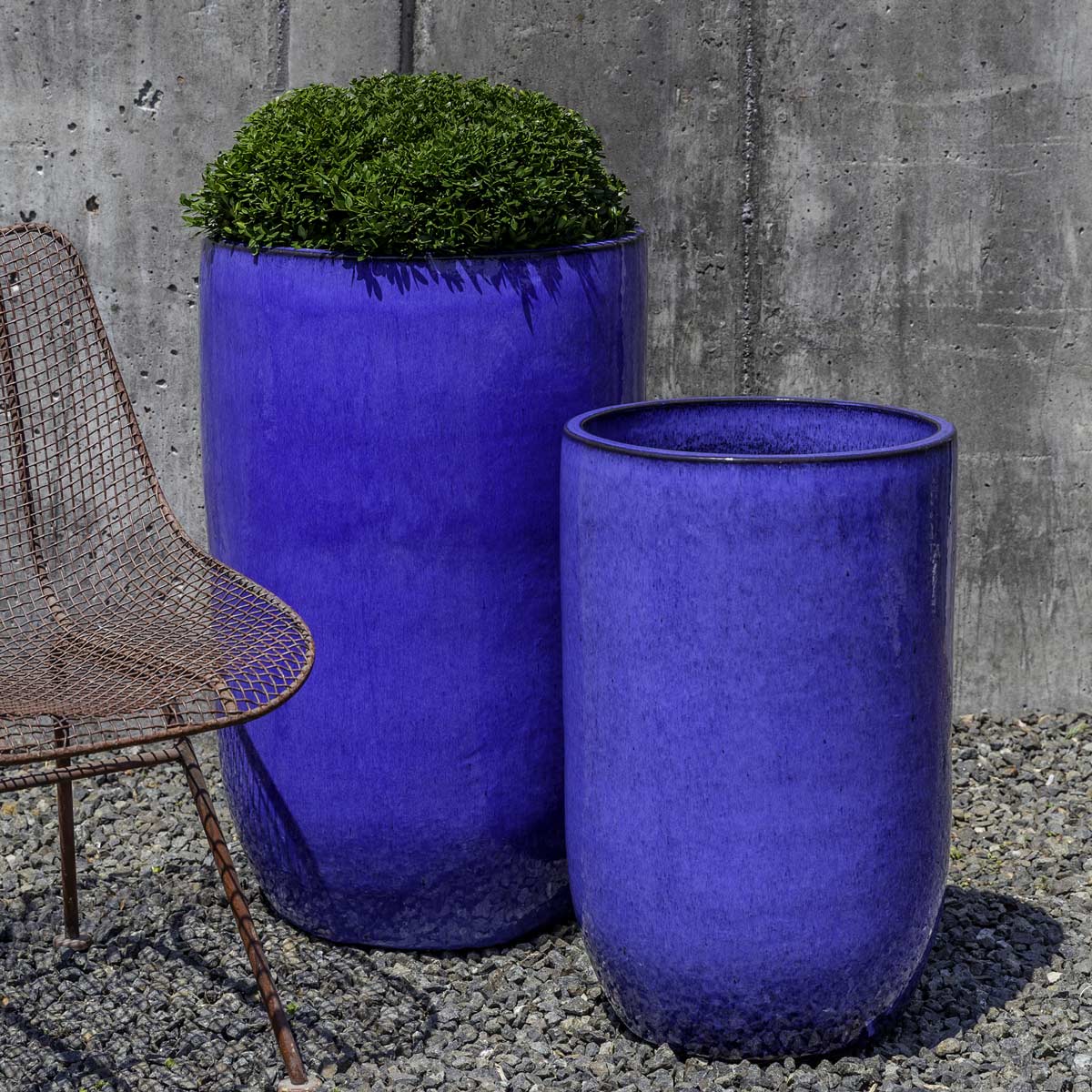 Cole Planters (terracotta In Riviera Blue Glaze)