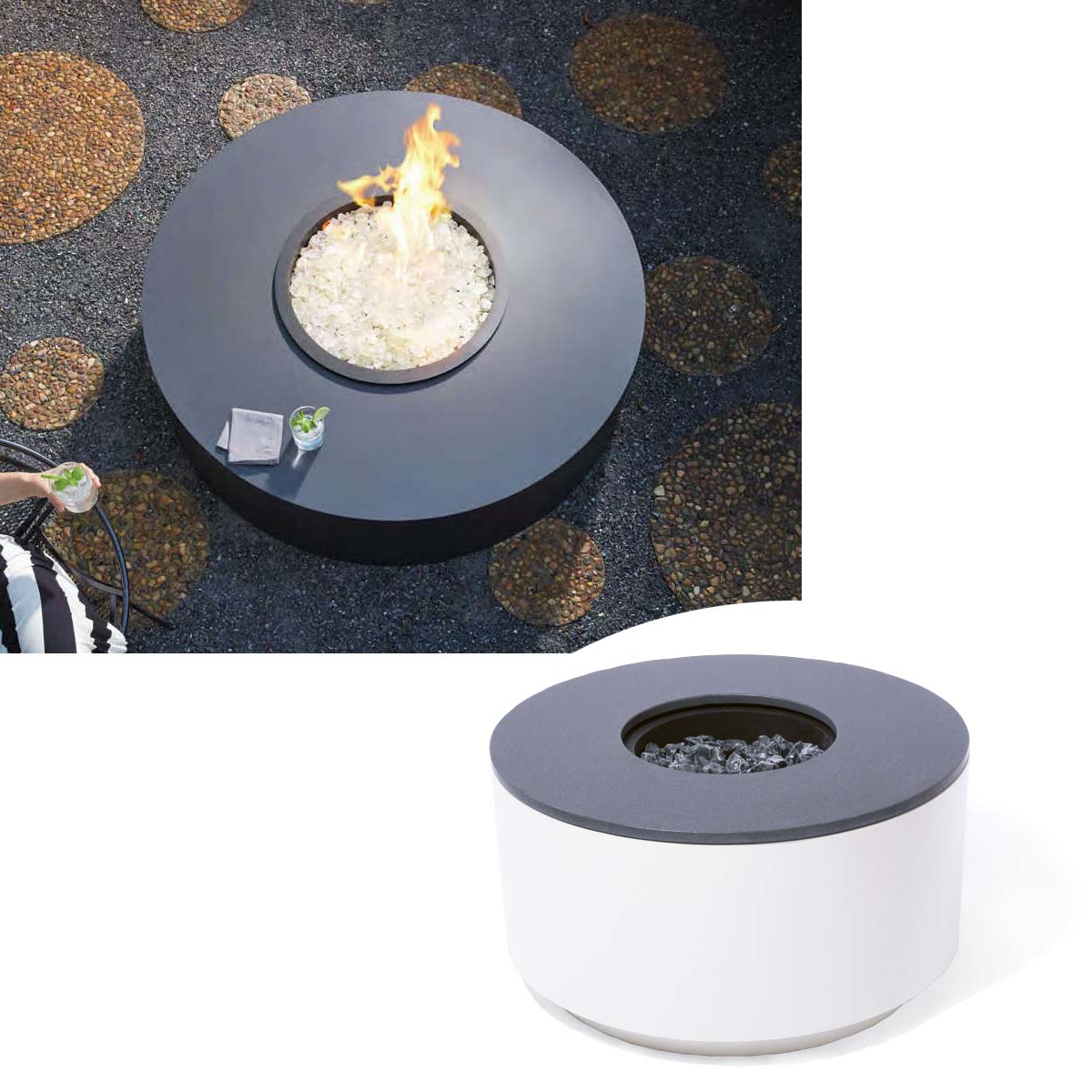 Cylinder Fire Pit Landscape Material: Aluminum cylinder fire pit