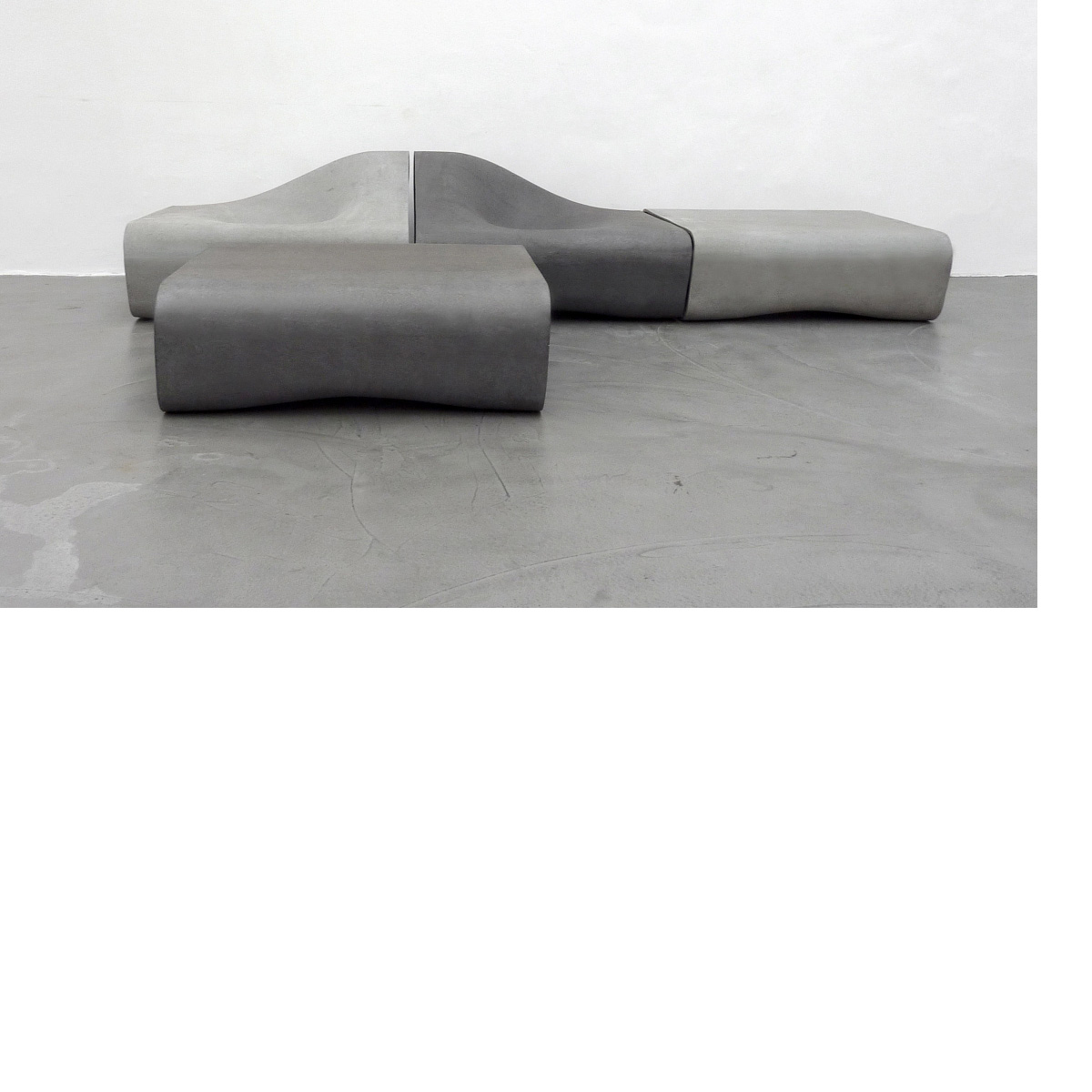 Dune Tables, Left And Right Seats (fiber Cement In Gray And Anthracite Finishes)