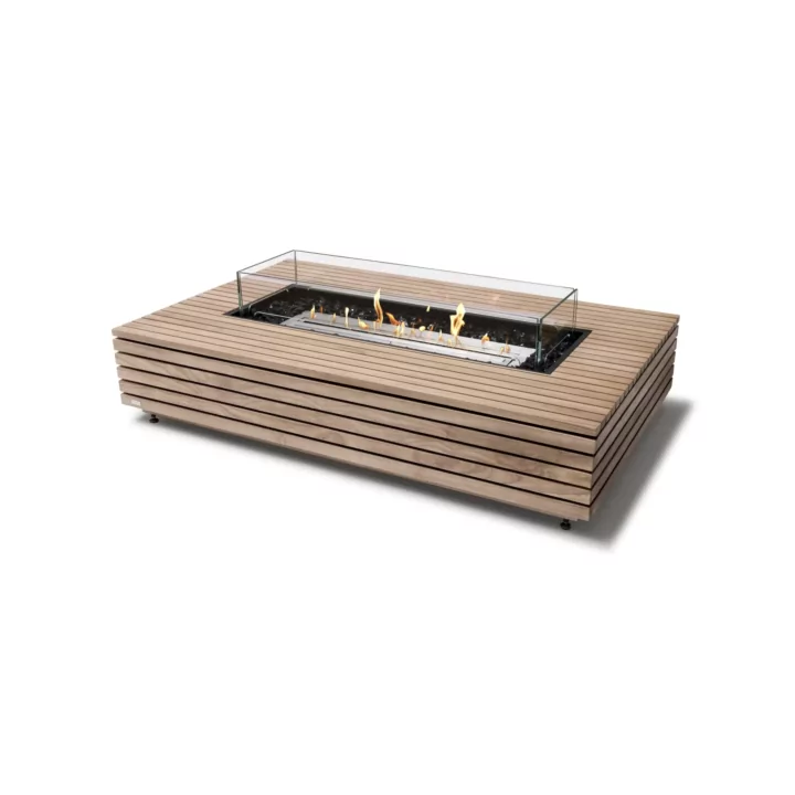 Outdoor accent piece in teak finish with glass surround