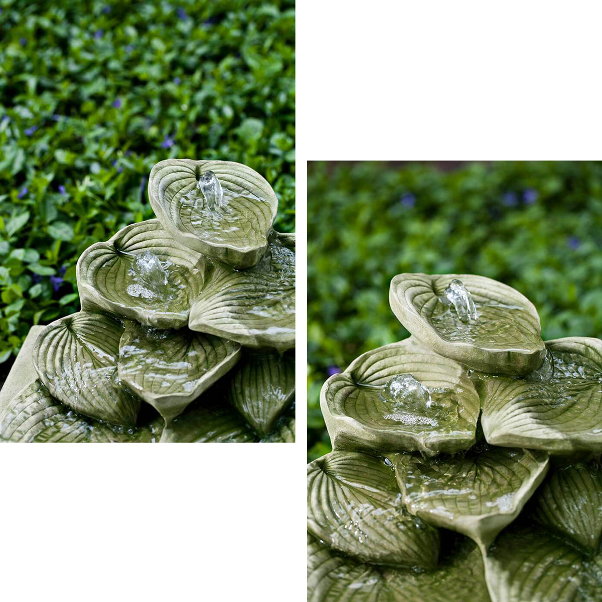 Cascading Hosta Fountain Detail (cast Stone In English Moss)