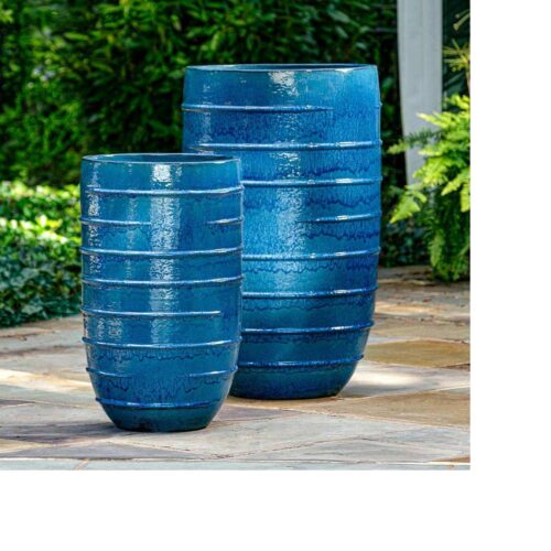 Logis Tall Planters (terracotta In Cerulean Blue Glaze)