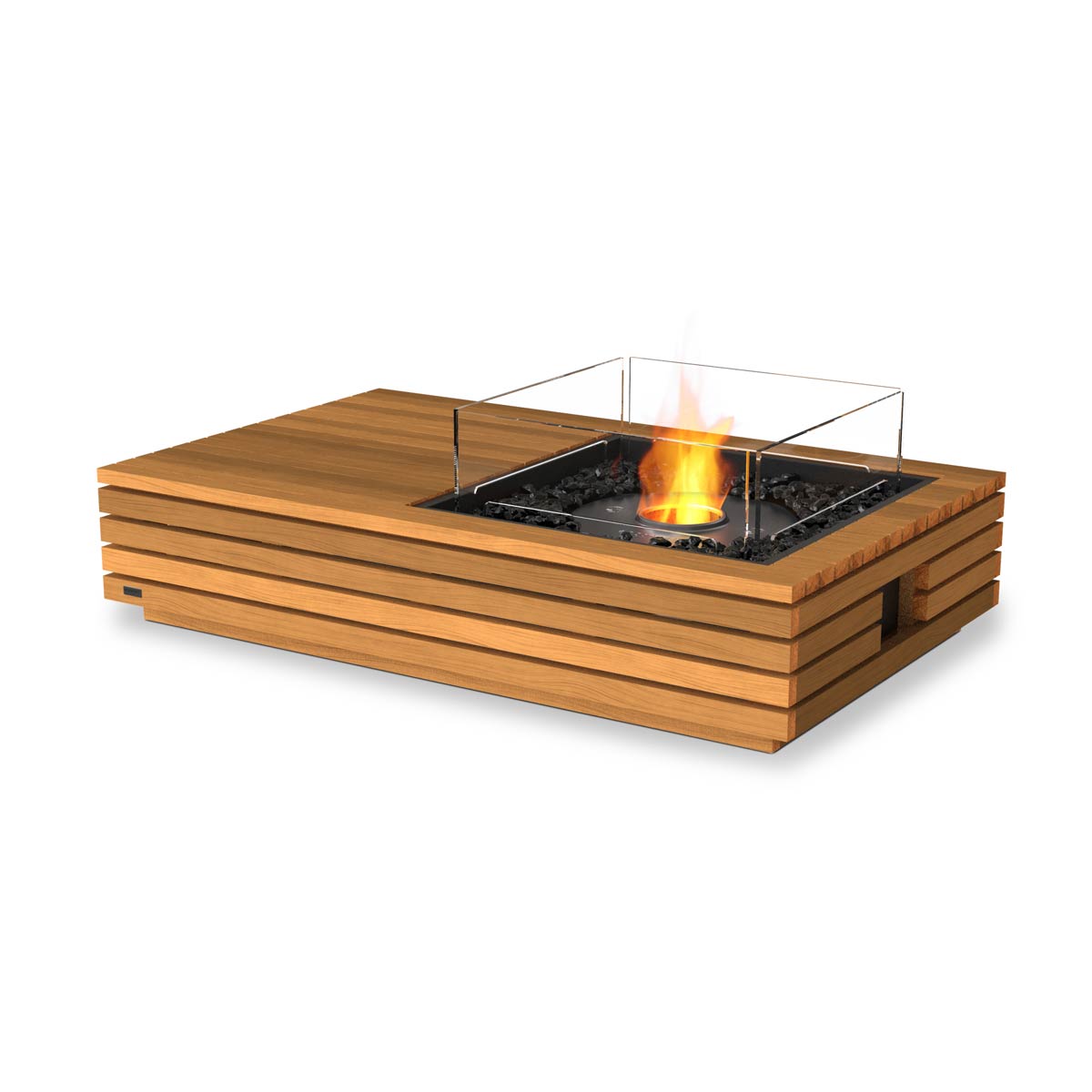 Manhattan 50 Fire Pit Table Teak Ethanol Burner Black