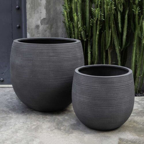 Marlton Planters (fiberglass In Ribbed Lead Finish)