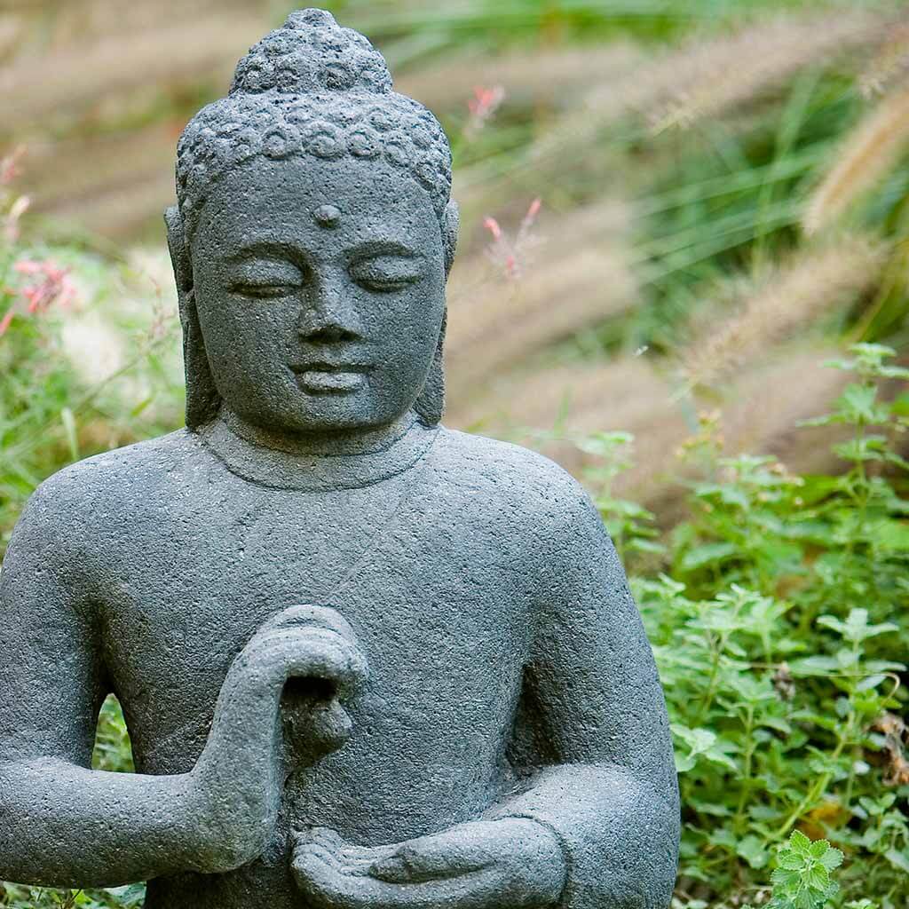 Indonesian Seated Buddha Detail (cast Stone In Nero Nuovo)