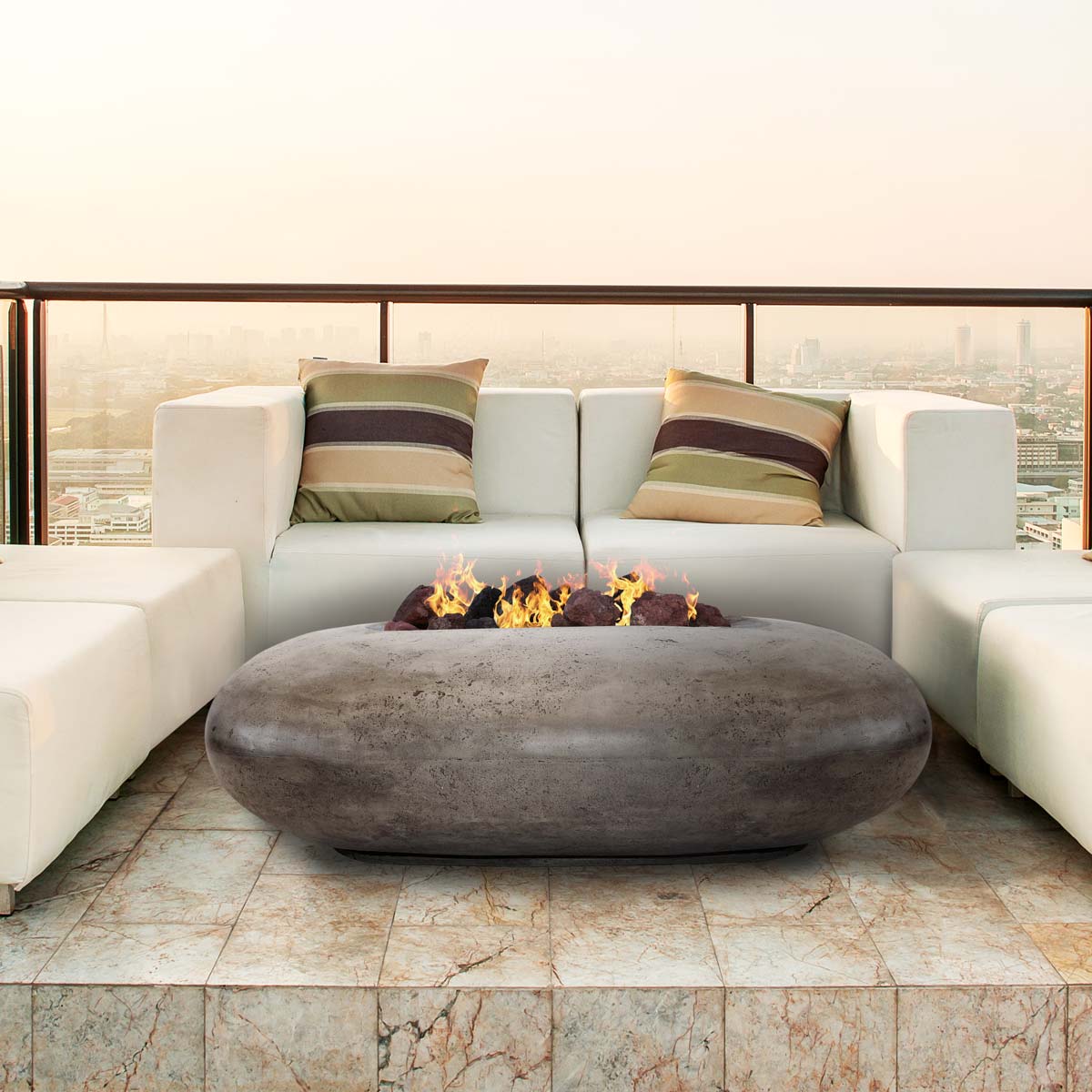 Pebble Fire Pit (glass Fiber Reinforced Cement In Pewter)