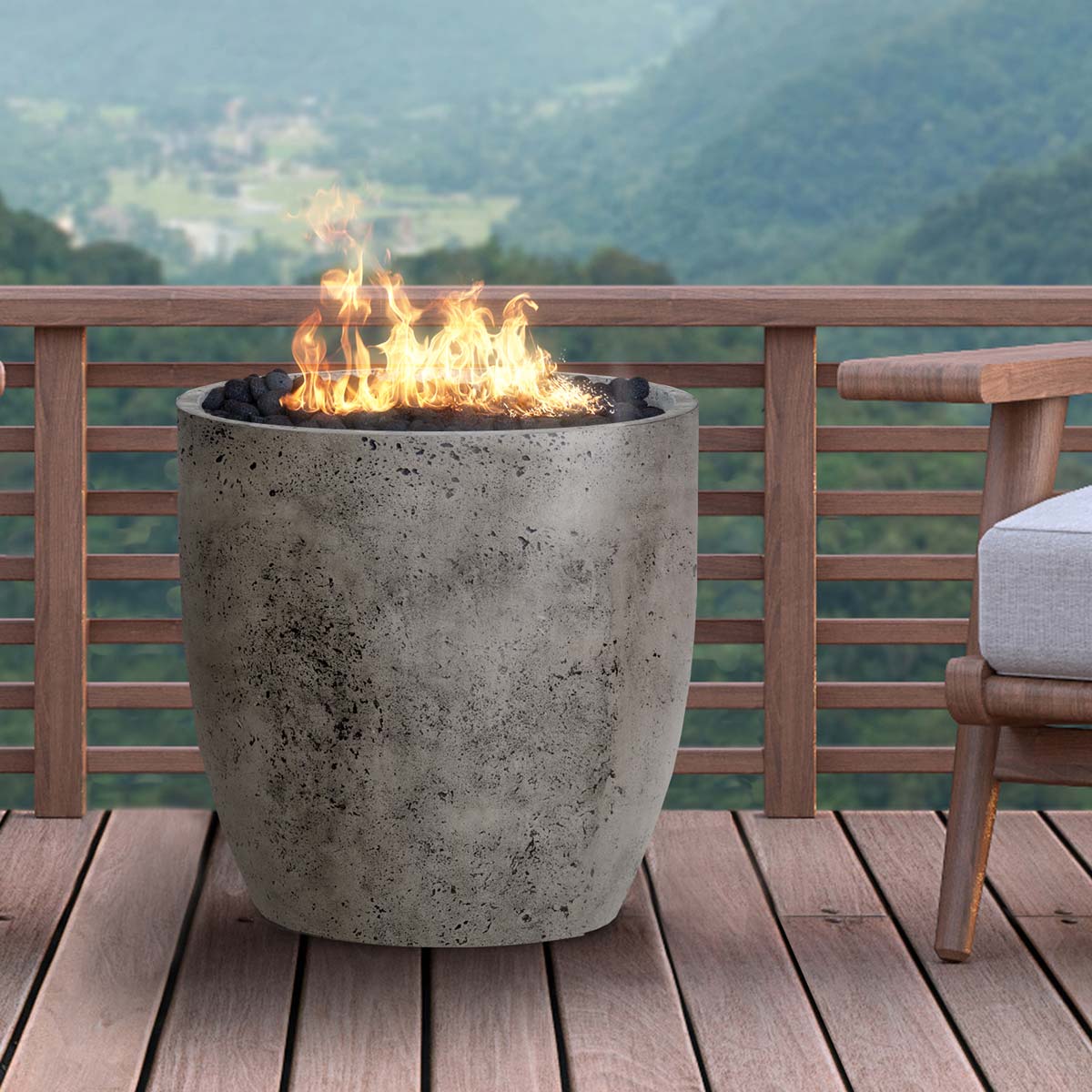 Pentola Ii Fire Pit (glass Fiber Reinforced Cement In Pewter)