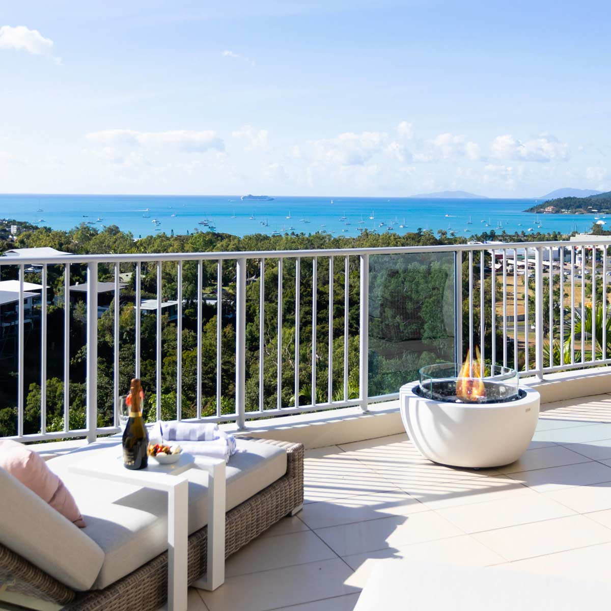 Pod 30 Fire Pit Bowl In Bone, Ng/lg Burner, Optional Glass Screen