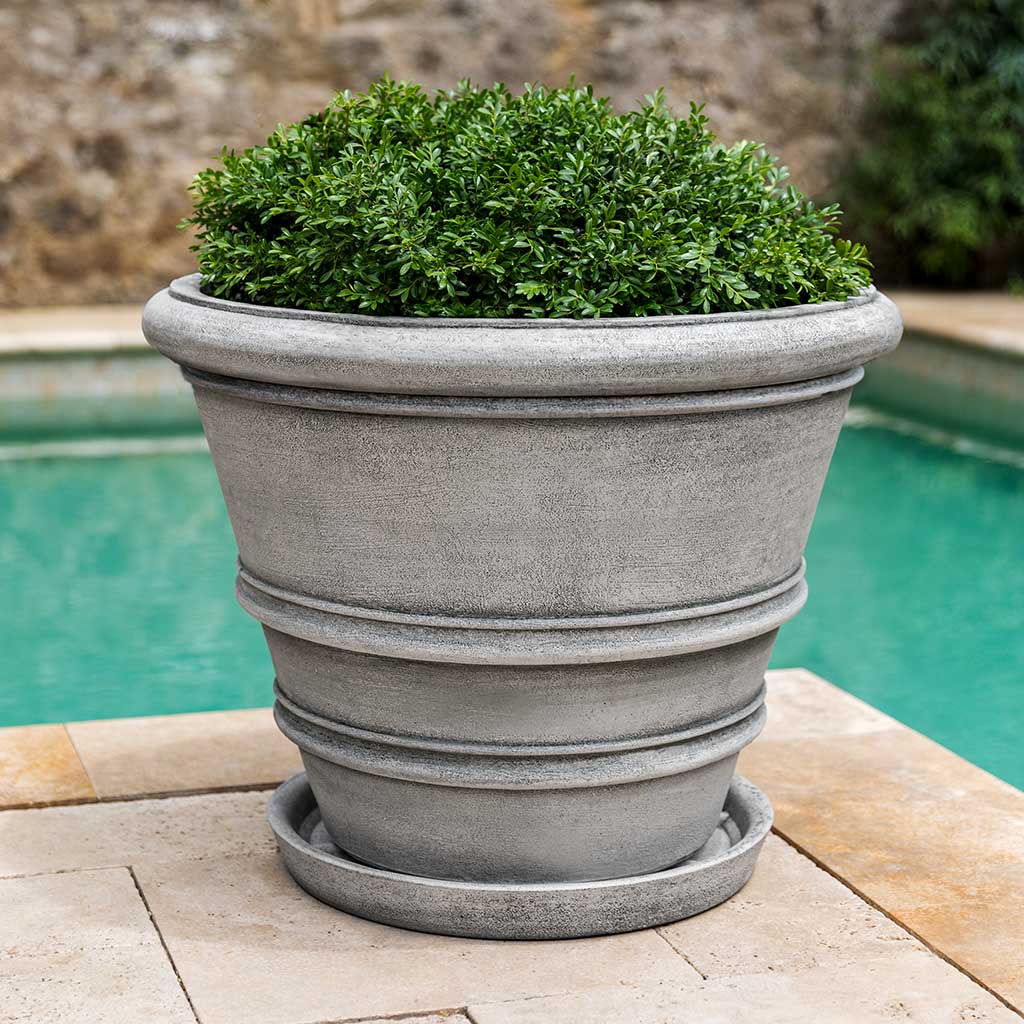 Saucer With Rolled Rim Planter, Sold Separately (cast Stone In Alpine Stone)