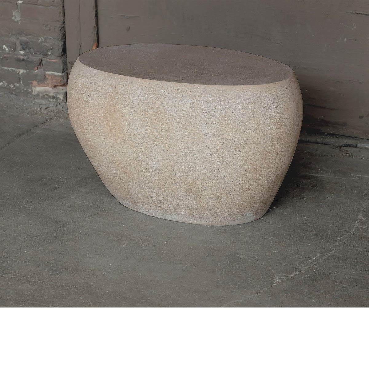 River Rock Table 26in (fiberglass Resin And Aggregate In Aged Stone Finish)